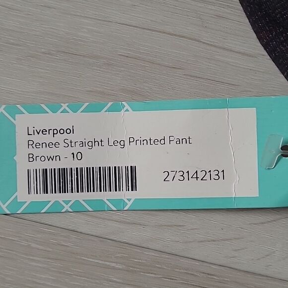 Liverpool Renee Straight Leg Printed Pant Brown Stitch Fix Size 10‎ Nwt - Picture 4 of 5